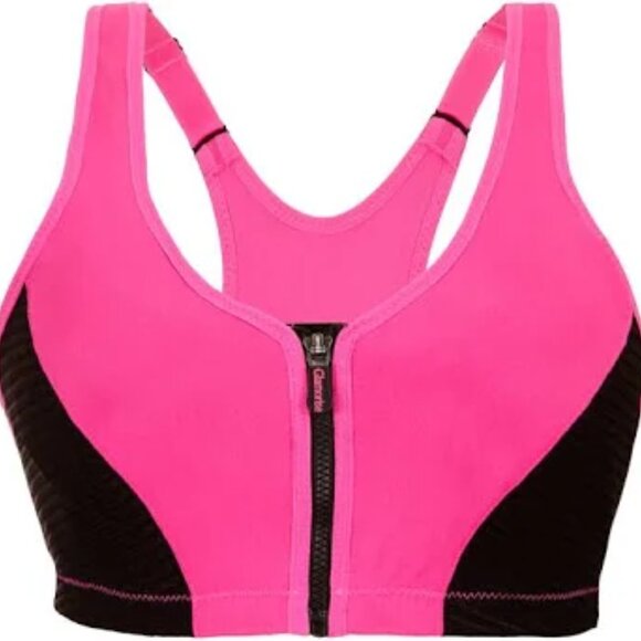 Glamorise Other - GLAMORISE Sports Bra High Impact Front Zipper in Hot Pink + Black Size 44F New